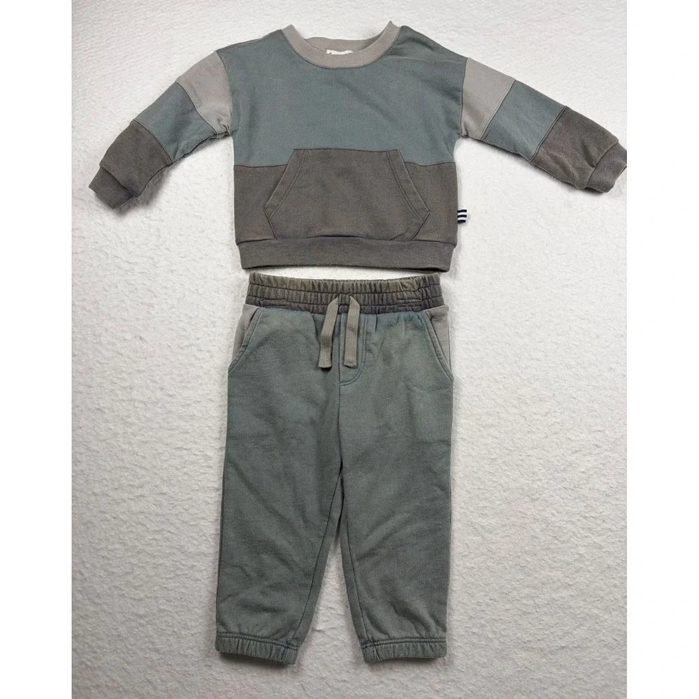 Splendid Kids Sweatshirt and Joggers Set Green Grey NEW